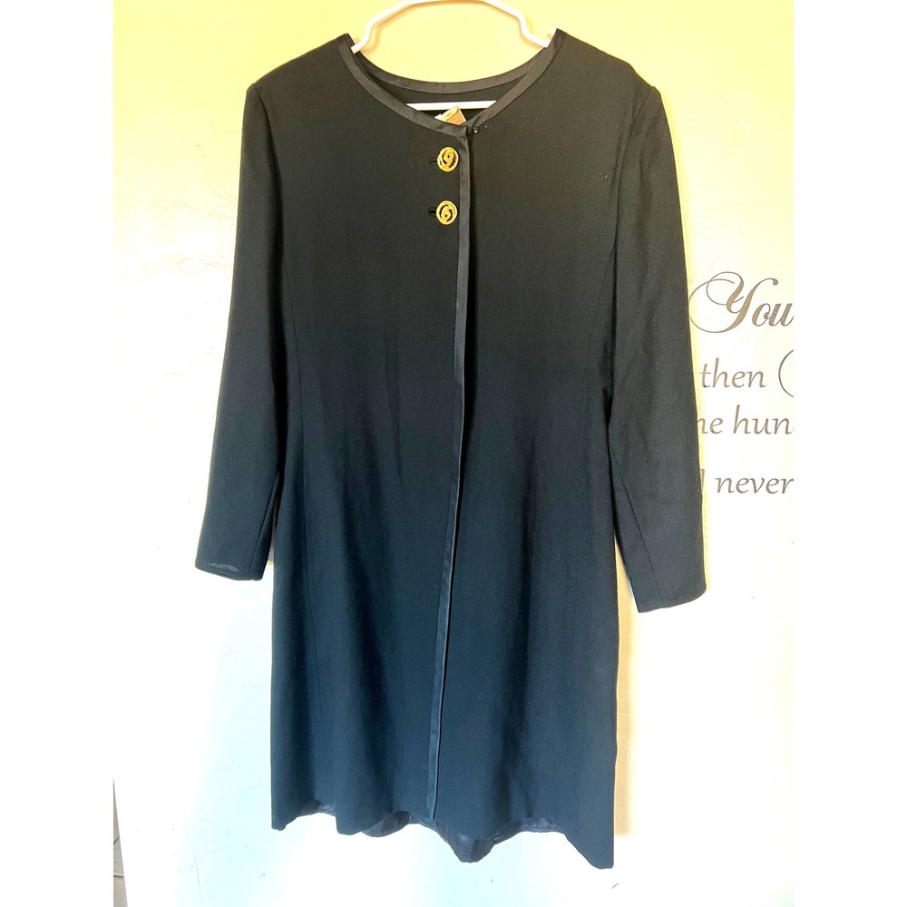 Mary McFadden Collection Nordstrom Couture Black Button Dress 10 Glam Luxury Vtg - Picture 1 of 12